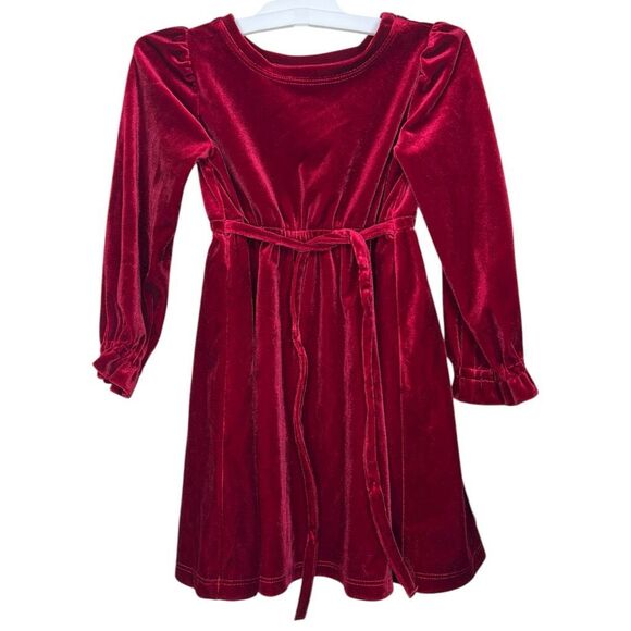 NEW INC International Concepts Girls Velvet Dress 3T Red Belted Long Sleeve - Picture 1 of 8
